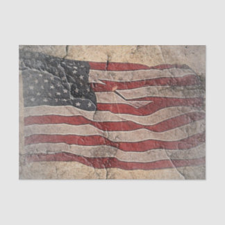 Vintage Patriotic USA Flag on Stone Wall Tissue Paper