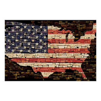 Vintage Patriotic USA Flag Tiled Stars and Stripes Poster