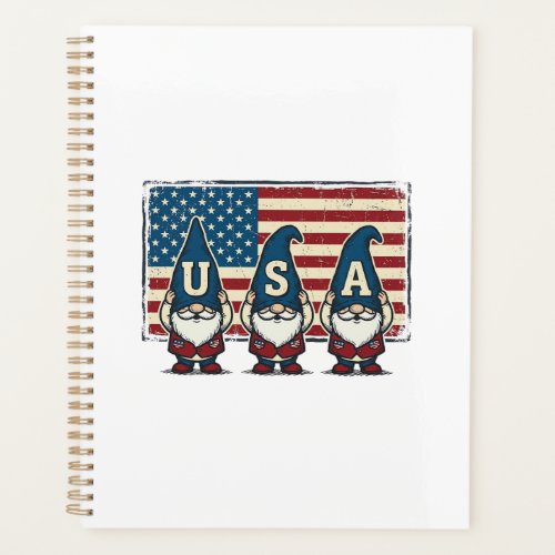 Vintage Patriotic USA Gnomes White Shirt Design_1 Planner