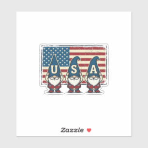Vintage Patriotic USA Gnomes White Shirt Design_1 Sticker