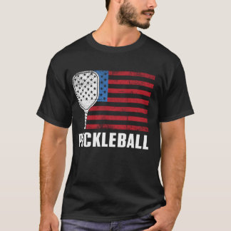 Vintage Patriotic USA Pickleball Flag T-Shirt