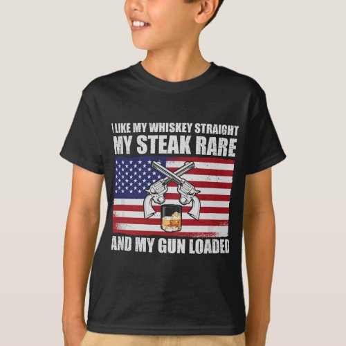 Vintage Patriotic Whiskey Steak Guns Freedom Whisk T_Shirt