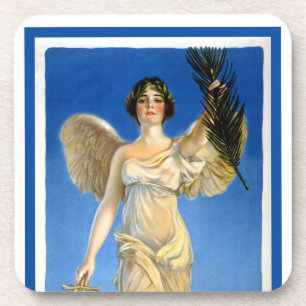 Vintage Patriotic Woman Angel, Buy War Bonds Beverage Coaster
