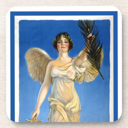 Vintage Patriotic Woman Angel Buy War Bonds Beverage Coaster