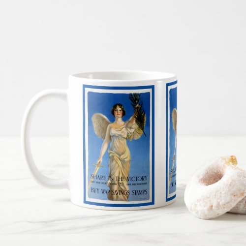 Vintage Patriotic Woman Angel Buy War Bonds Coffee Mug