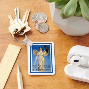 Vintage Patriotic Woman Angel, Buy War Bonds Keychain