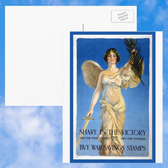 Vintage Patriotic Woman Angel, Buy War Bonds Postcard (Creator Uploaded)