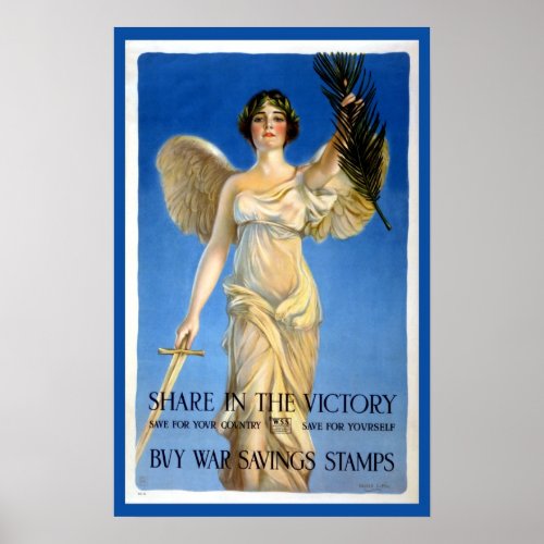 Vintage Patriotic Woman Angel Buy War Bonds Poster