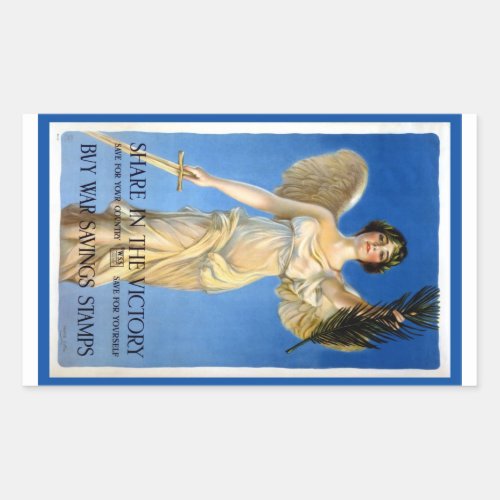 Vintage Patriotic Woman Angel Buy War Bonds Rectangular Sticker