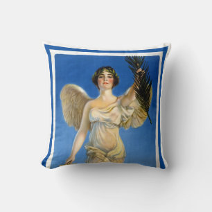 Vintage Patriotic Woman Angel, Buy War Bonds Throw Pillow