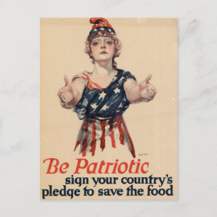 Vintage Patriotic Woman Postcard