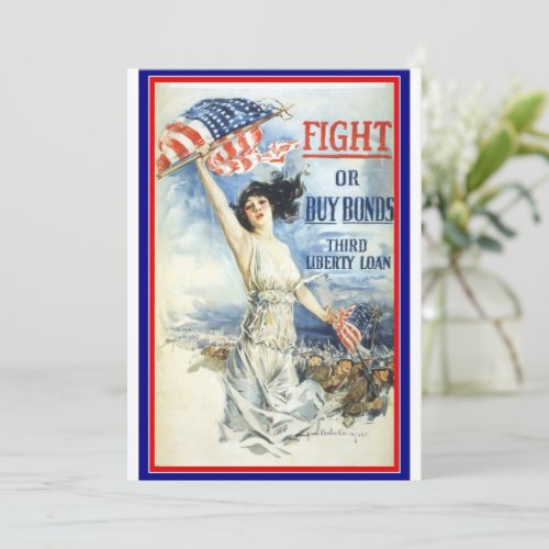 Vintage Patriotic Woman w American Flag Poster Art