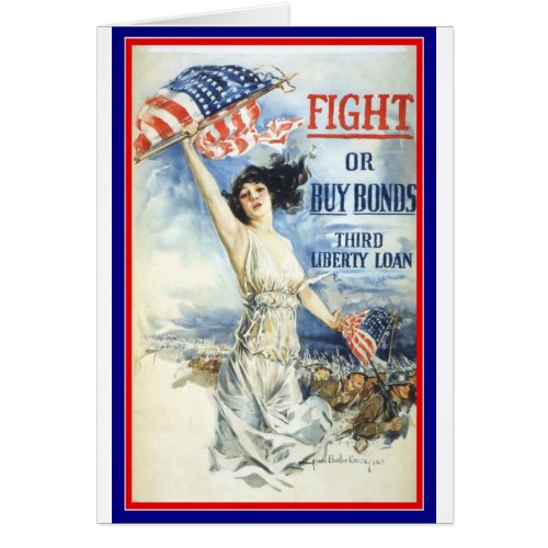 Vintage Patriotic Woman w American Flag Poster Art