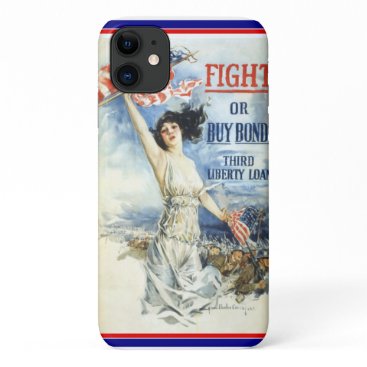 Vintage Patriotic Woman w American Flag Poster Art iPhone 11 Case Vintage Patriotic Woman w American Flag Poster Art iPhone 11 Case