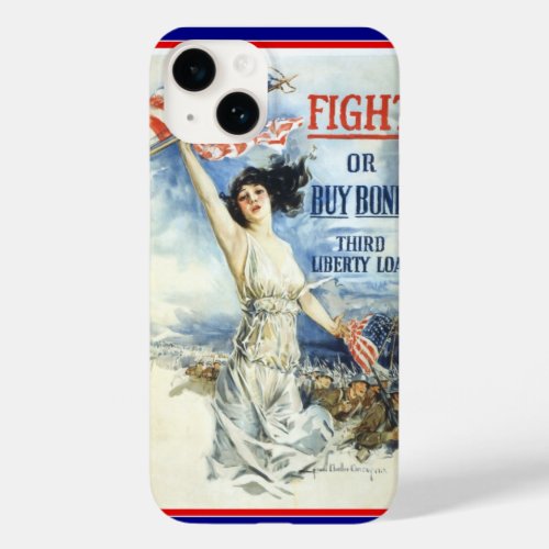 Vintage Patriotic Woman w American Flag Poster Art Case_Mate iPhone 14 Case