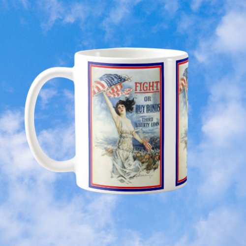 Vintage Patriotic Woman w American Flag Poster Art Coffee Mug