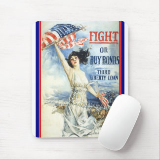 Vintage Patriotic Woman w American Flag Poster Art Mouse Pad