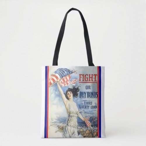 Vintage Patriotic Woman w American Flag Poster Art Tote Bag