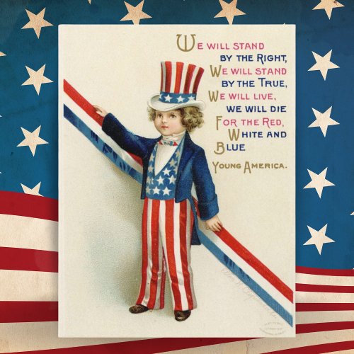 Vintage Patriotic Young Uncle Sam 4th of July Holiday Postcard