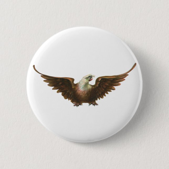 Vintage Patriotism American Bald Eagle Bird Flying Button (Front)