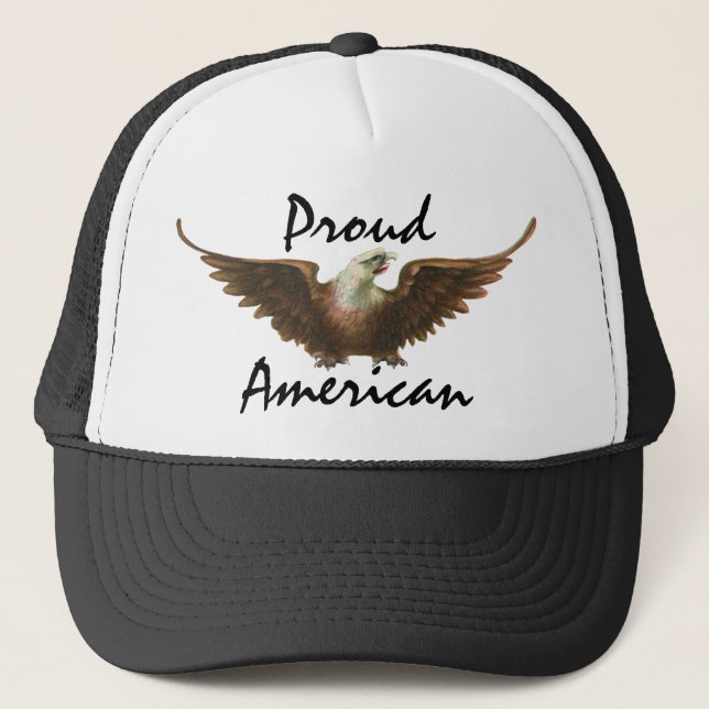 Vintage Patriotism American Bald Eagle Bird Flying Trucker Hat (Front)