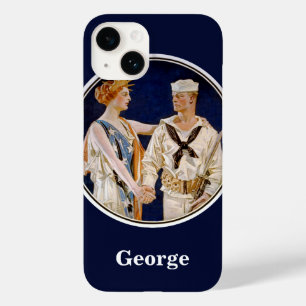 Vintage Patriotism, Lady Liberty with Navy Seaman Case-Mate iPhone 14 Case