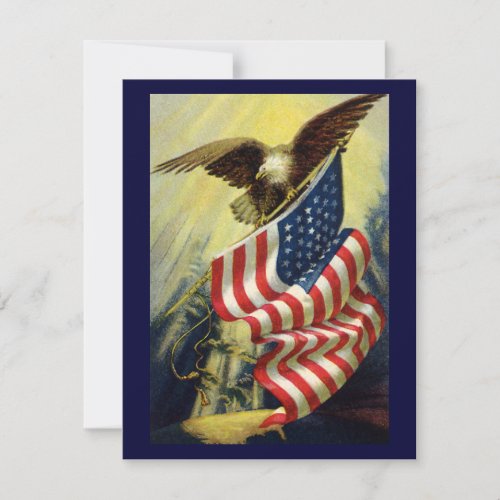 Vintage Patriotism, Patriotic Eagle American Flag Custom Invitations