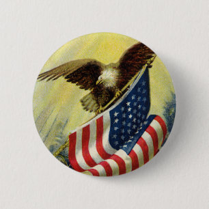 Vintage Patriotism, Patriotic Eagle American Flag Button
