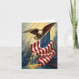 Vintage Patriotism, Patriotic Eagle American Flag Card