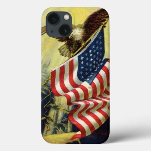 Vintage Patriotism Patriotic Eagle American Flag iPhone 13 Case