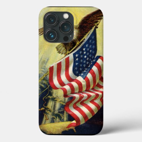 Vintage Patriotism Patriotic Eagle American Flag iPhone 13 Pro Case