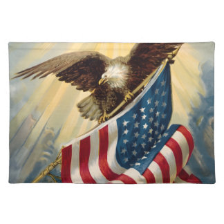 Vintage Patriotism, Patriotic Eagle American Flag Cloth Placemat