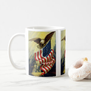 Vintage Patriotism, Patriotic Eagle American Flag Coffee Mug