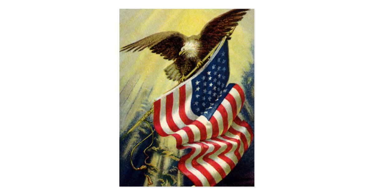 Vintage Patriotism, Patriotic Eagle American Flag Postcard | Zazzle.com