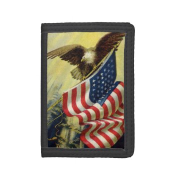 Vintage Patriotism  Patriotic Eagle American Flag Trifold Wallet by Tchotchke at Zazzle
