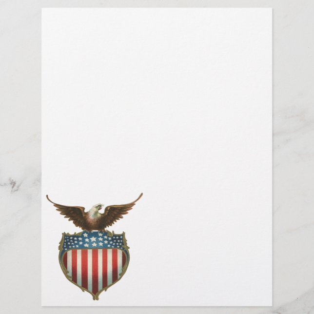 Vintage Patriotism, Proud Eagle over American Flag (Front)