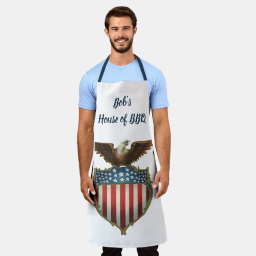 Vintage Patriotism Proud Eagle over American Flag Apron