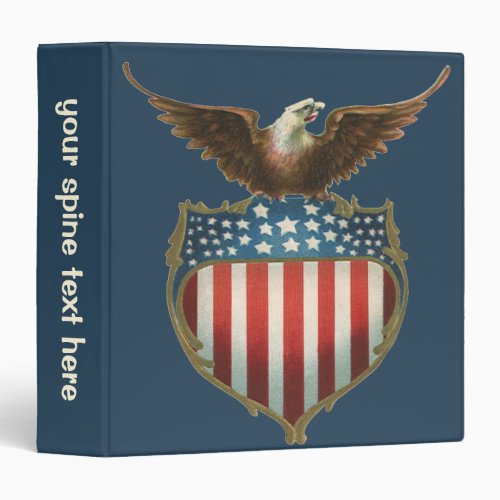 Vintage Patriotism Proud Eagle over American Flag Binder