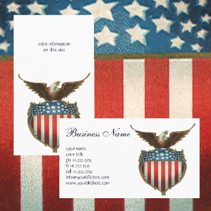 Vintage Patriotism, Proud Eagle over American Flag Business Card