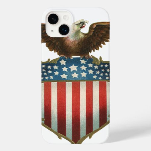Vintage Patriotism Proud Eagle over American Flag Case_Mate iPhone 14 Plus Case