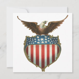 Vintage Patriotism, Proud Eagle over American Flag Invitation