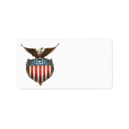 Vintage Patriotism Proud Eagle over American Flag Label