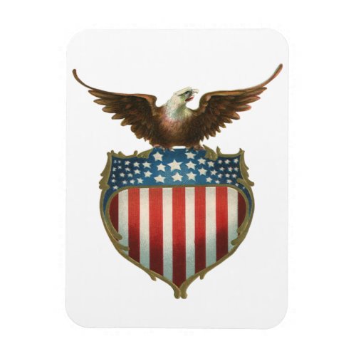 Vintage Patriotism Proud Eagle over American Flag Magnet