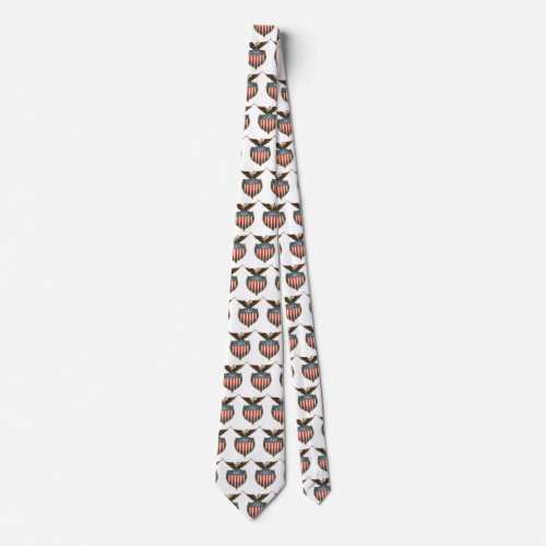 Vintage Patriotism Proud Eagle over American Flag Neck Tie