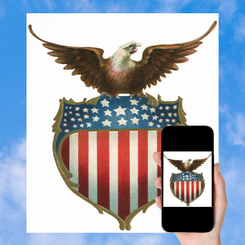 Vintage Patriotism, Proud Eagle over American Flag Poster