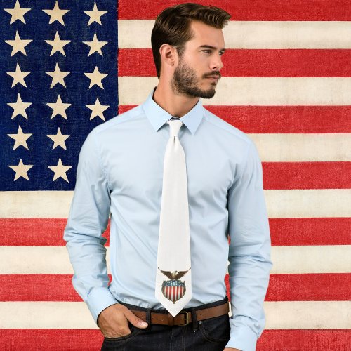 Vintage Patriotism Proud Eagle over American Flag Tie