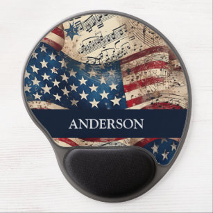 Vintage Patritotic American Flag 4th of July Gel Mouse Pad