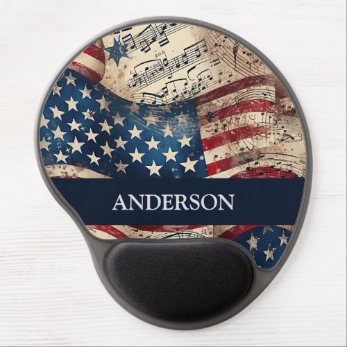 Vintage Patritotic American Flag 4th of July Gel Mouse Pad