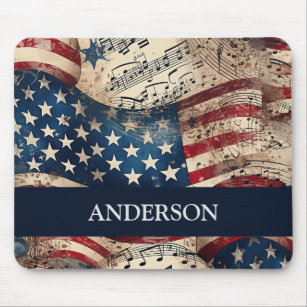 Vintage Patritotic American Flag 4th of July Mouse Pad