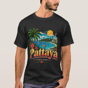 Vintage Pattaya Thailand Travel Art Landmark T-Shirt